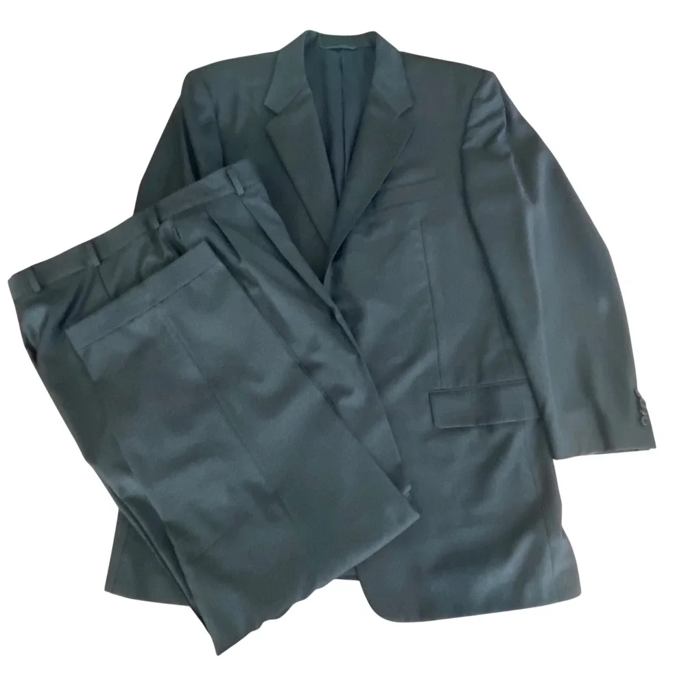 Hickey Freeman Loro Piana‎ Super 120s Wool Suit Mens 43L Black Boardroom  36x30